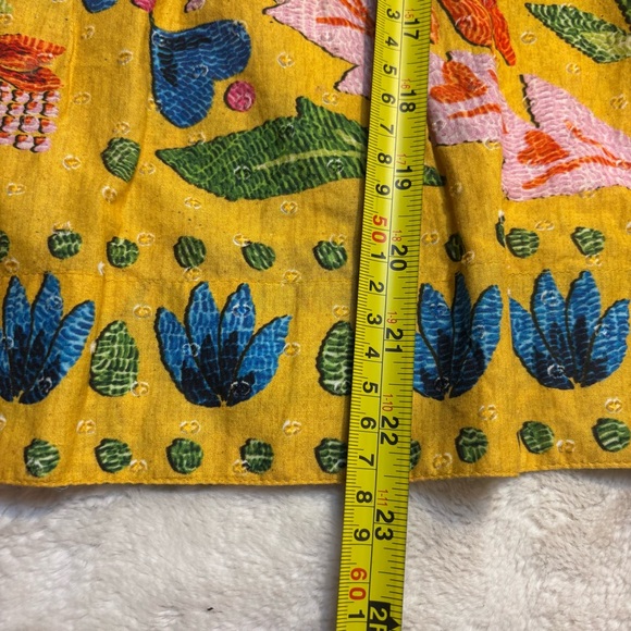 SALE! New FARM Rio Top XS Gold Yellow Floral Embroid Blouse 100% Cotton Peasant - Picture 14 of 15